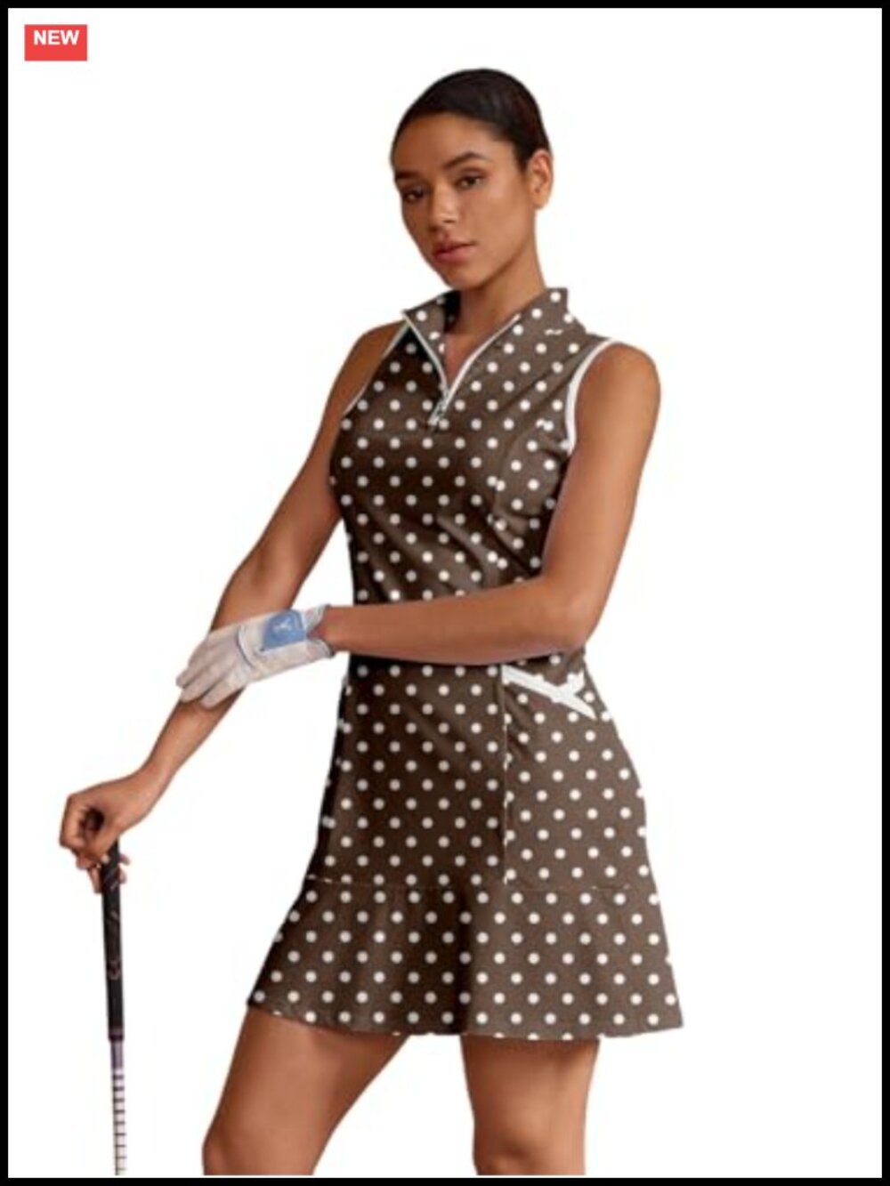 Sleeveless Athletic Golf Polo Dress with Quarter Zip and Pockets